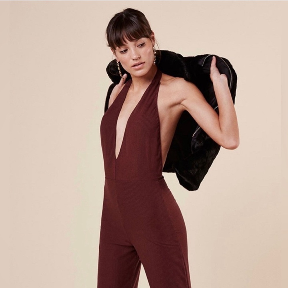 Reformation Berry Halter Jumpsuit Ribbed Low back Small - Picture 5 of 16